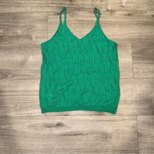 Women's Green Cable Knit V-Neck Camisole Tank Top